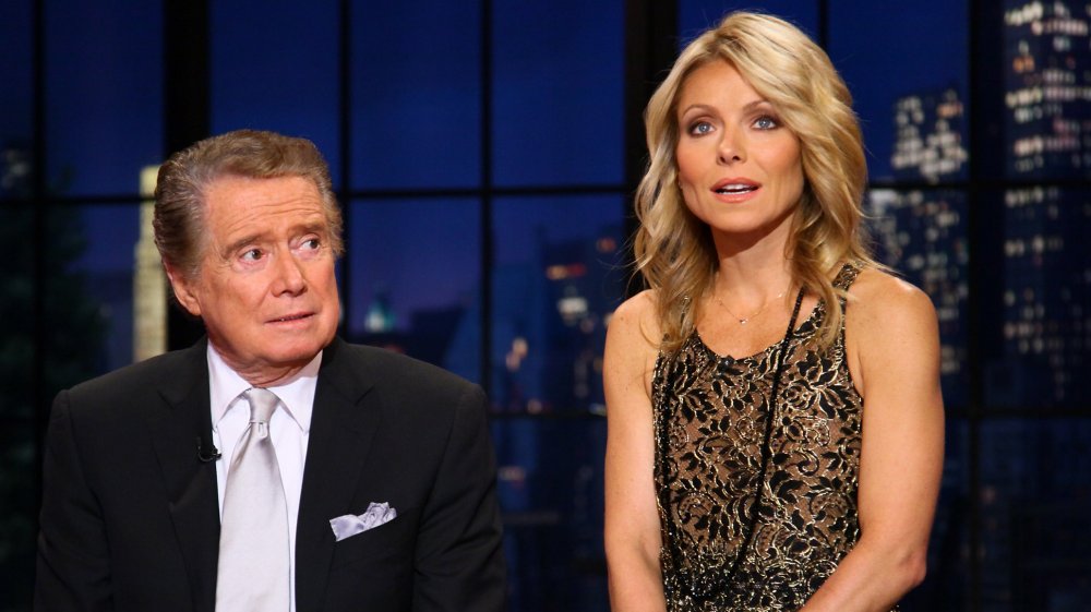 Regis Philbin and Kelly Ripa co-hosting Philbin's last episode of Live