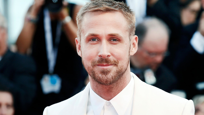 Ryan Gosling in a white suit