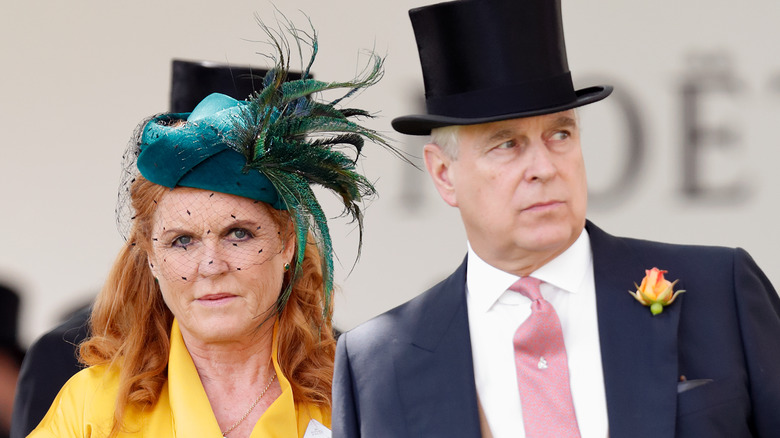 Sarah Ferguson and Prince Andrew looking serious