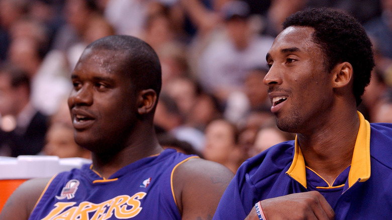 Kobe Bryant and Shaquille O'Neal at game