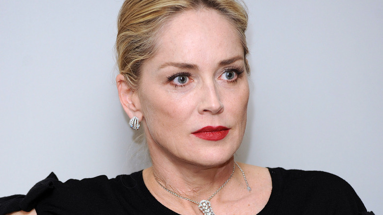 Sharon Stone looking sad