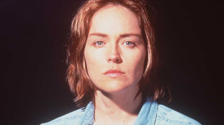 Sharon Stone looking sad