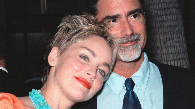 Sharon Stone and Phil Bronstein posing 