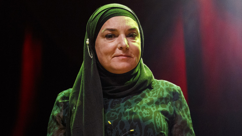 Sinéad O'Connor in a green hijab