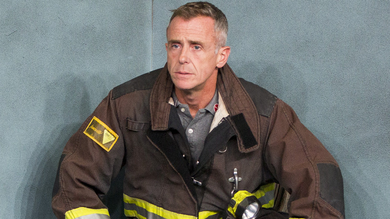 David Eigenberg dressed as firefighter