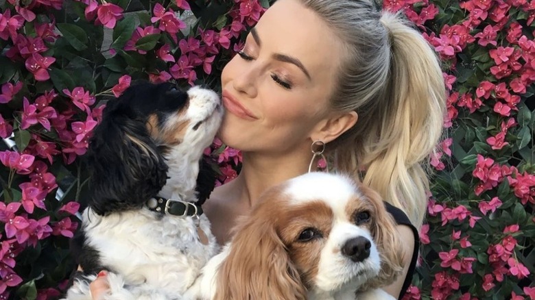 Julianne Hough, holding her dogs, Lexi and Harley 