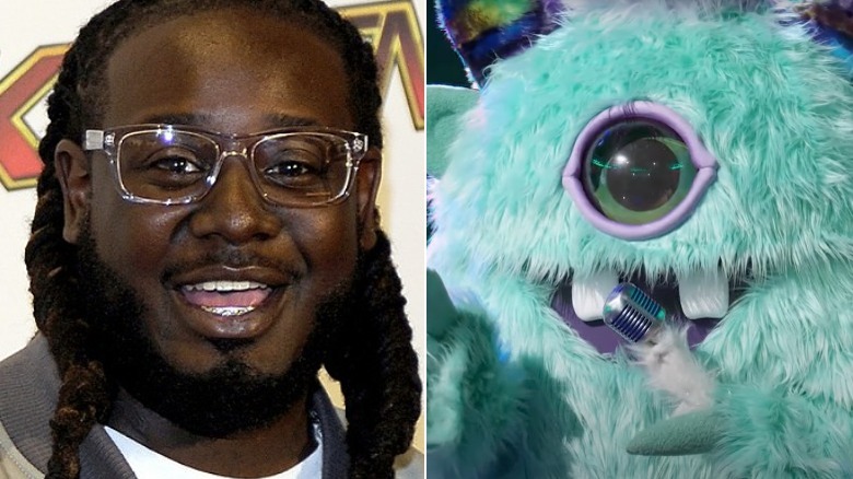 T-Pain and Masked Singer's Monster split image