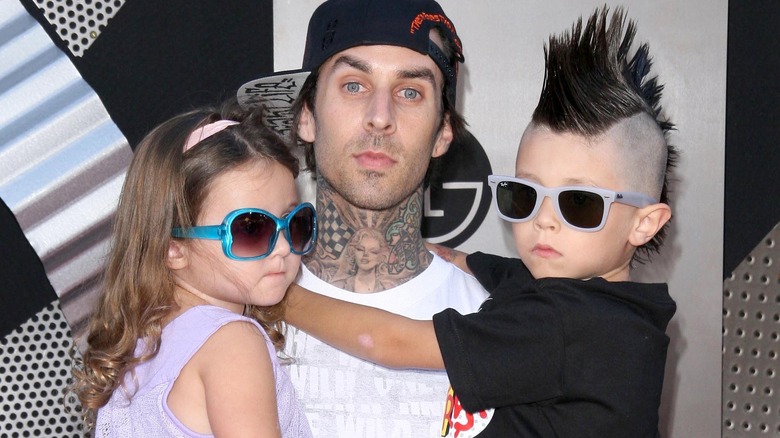 Travis Barker with his children