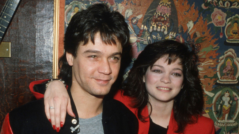 Valerie Bertinelli and Eddie Van Halen in red