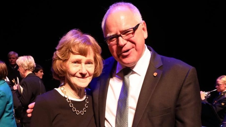 Tim Walz smiling with his mother