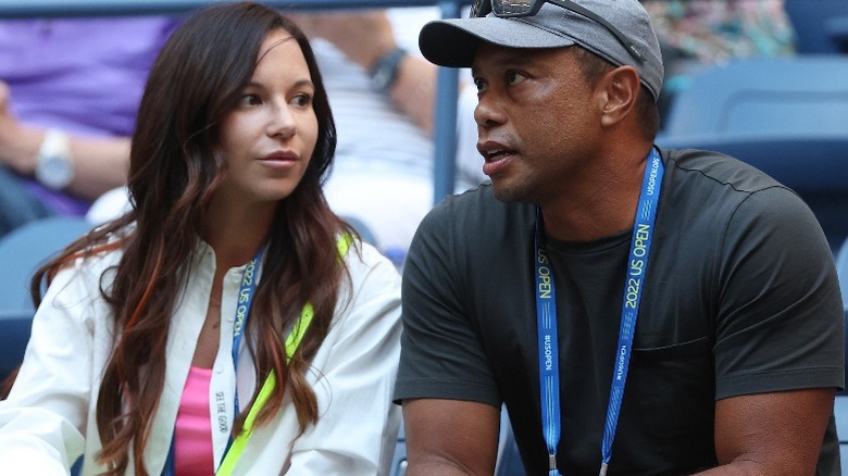 Erica Herman and Tiger Woods attend the Women's US Open in New York City (2022)