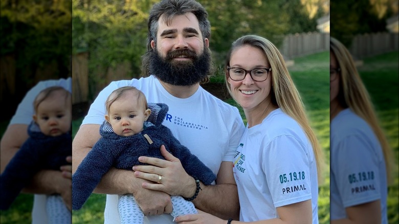 Jason and Kylie Kelce with baby