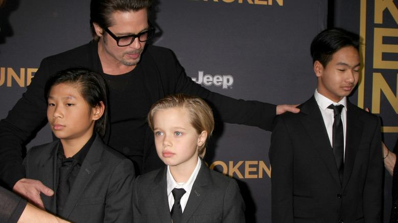 Brad Pitt with Pax, Shiloh, and Maddox