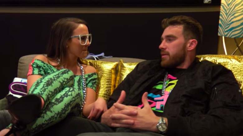 Travis Kelce talks with a contestant on 'Catching Kelce'