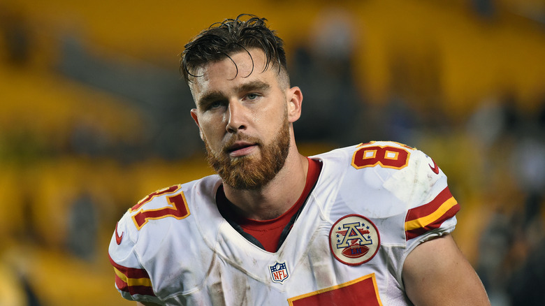 Travis Kelce with sweaty hair