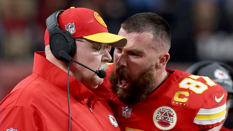 Travis Kelce yelling at Andy Reid