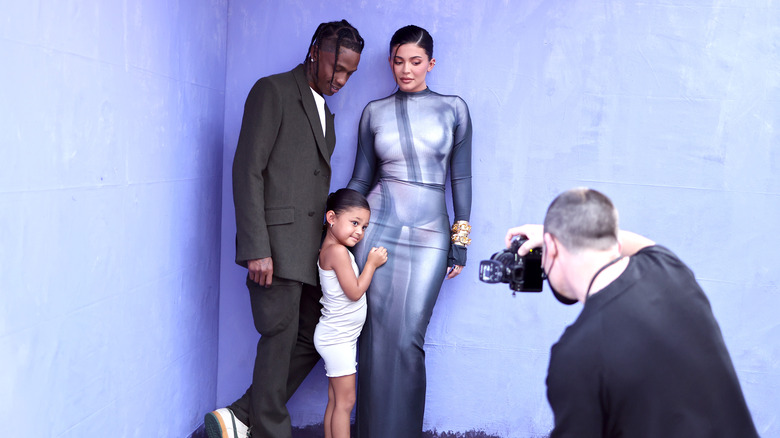 Travis Scott, Kylie Jenner, and Stormi Webster