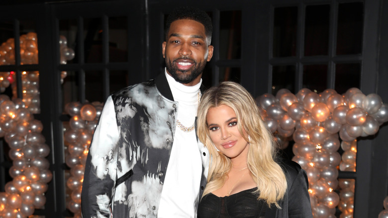 Tristan Thompson and Khloe Kardashian smiling