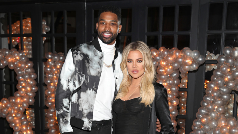 Tristan Thompson, Khloe Kardashian posing