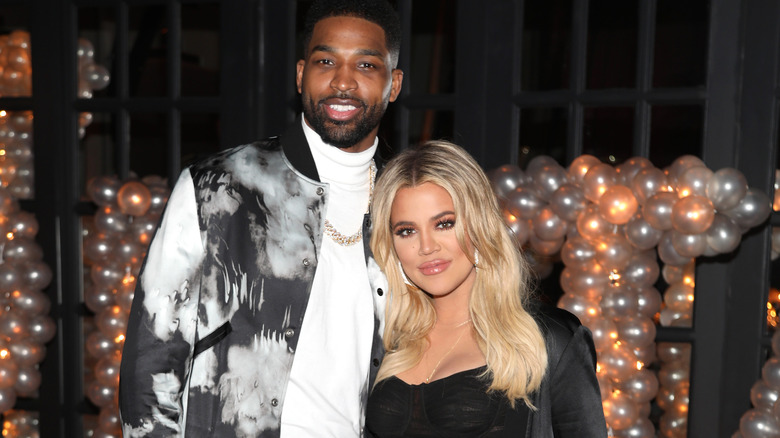 Tristan Thompson and Khloe Kardashian smiling