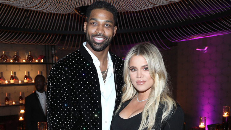 Tristan Thompson and Khloé Kardashian pose together