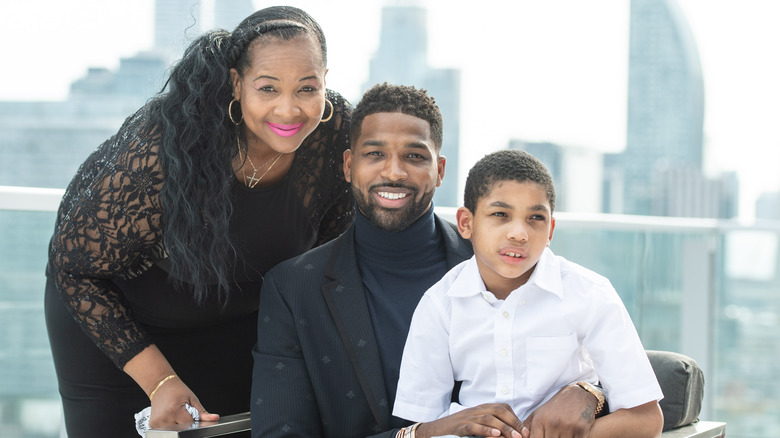 Tristan Thompson with mother Andrea and younger brother Amari