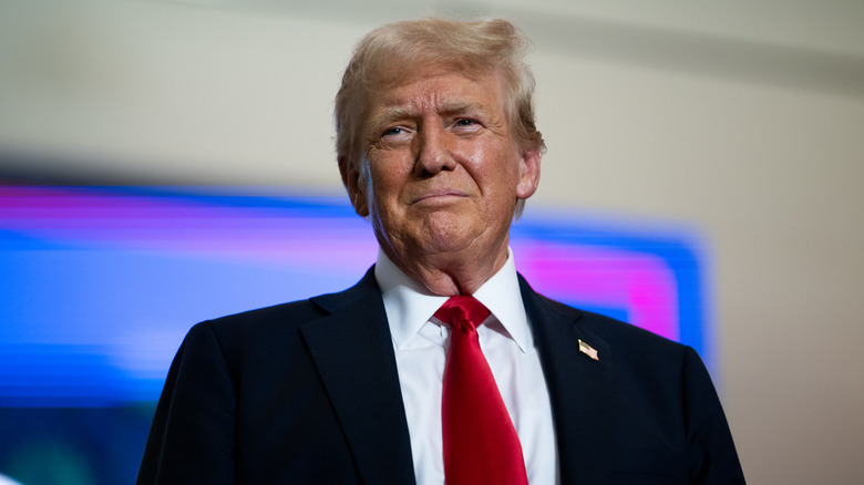 Donald Trump wearing a red tie