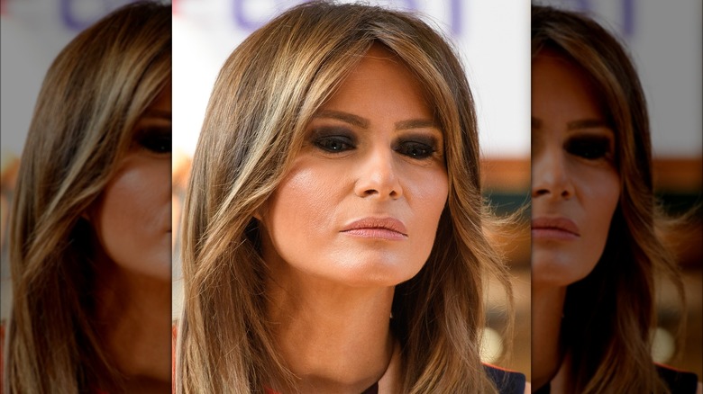 Melania Trump wearing dark eye makeup