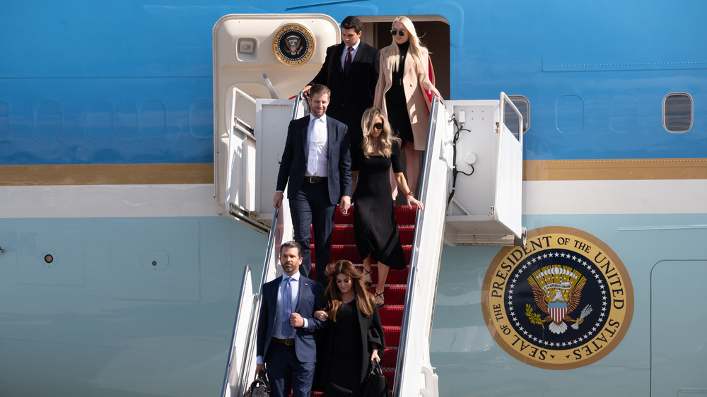 The Trump family walking out of Air Force One