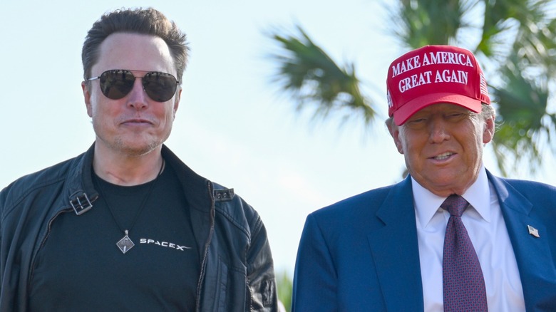 Elon Musk and Donald Trump attend a SpaceX launch in Brownsville, TX (2024)