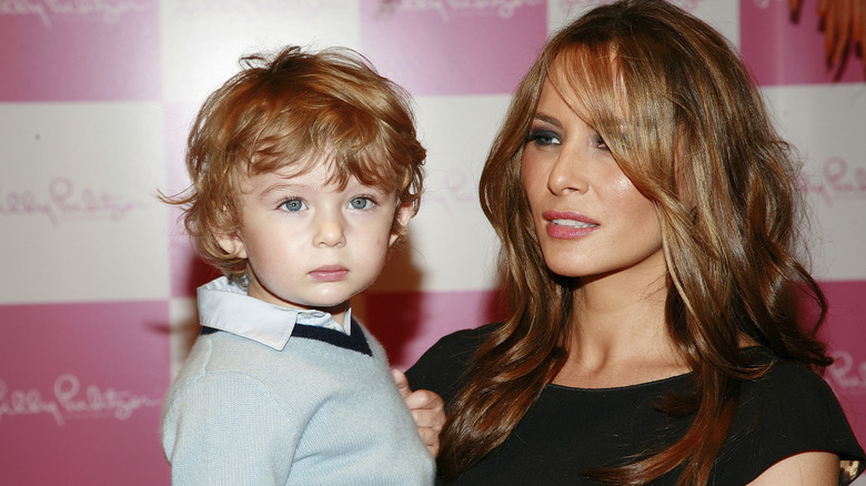 Melania Trump holding baby Barron Trump