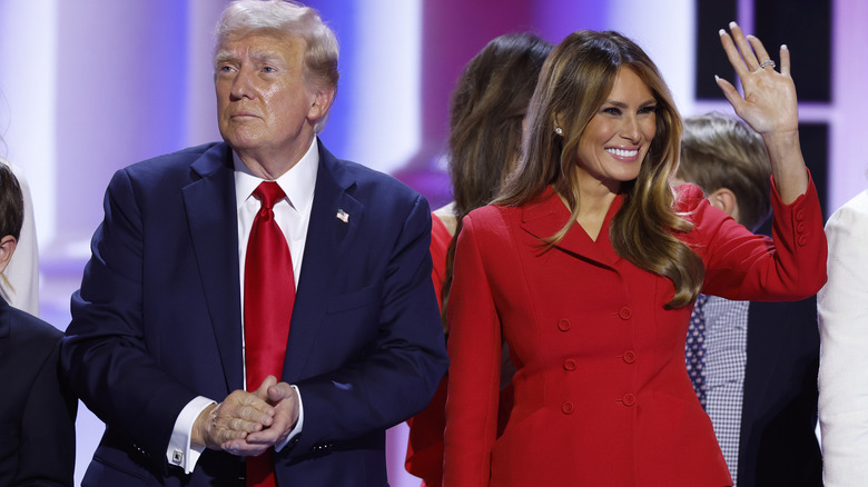 Donald Trump and Melania Trump on stage