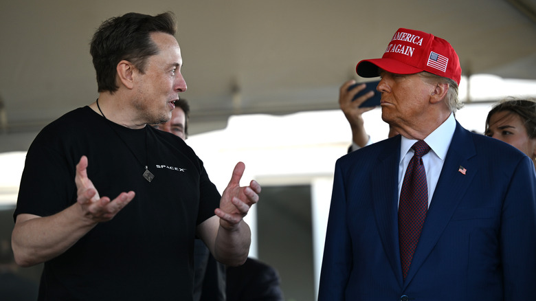 Elon Musk speaking to Donald Trump