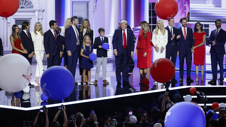 Donald Trump and family on stage RNC