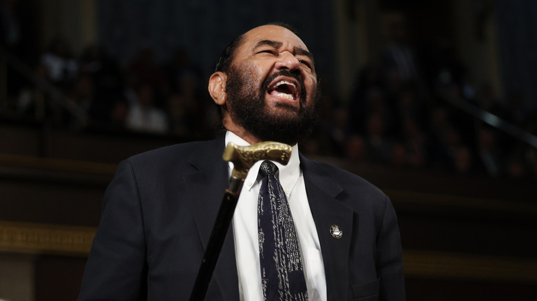 Al Green shouting at Donald Trump during the joint session of Congress