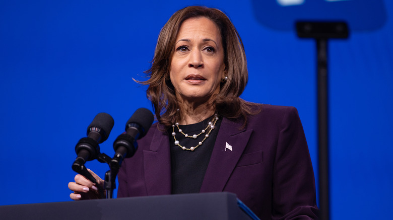 Kamala Harris at a podium