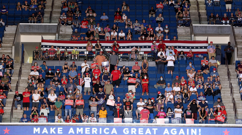 Donald Trump Tusla rally with many empty seats