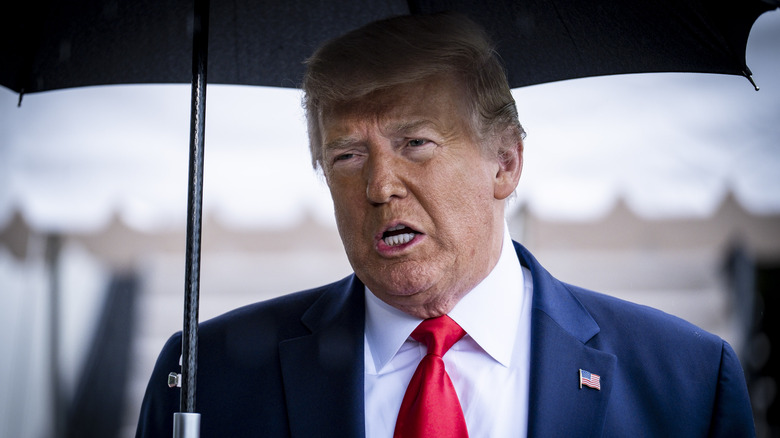 Donald Trump with White House press before flying to Tulsa rally 