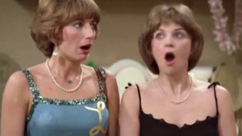 Laverne and Shirley, mouths in shock