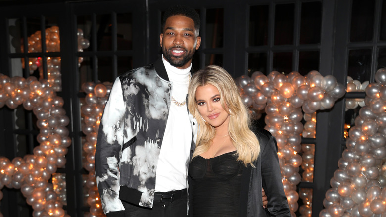 Tristan Thompson and Khloe Kardashian smiling