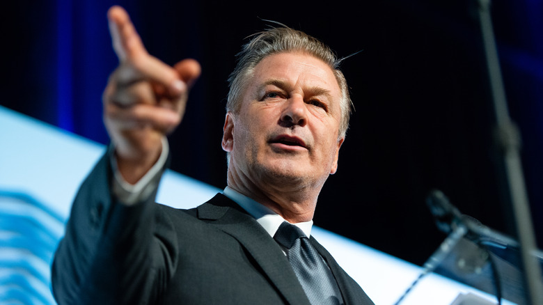 Alec Baldwin speaking at an award ceremony