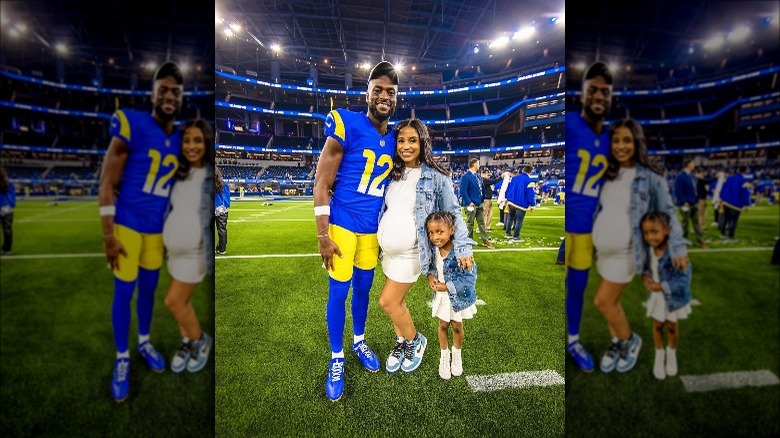 Van Jefferson with his wife and daughter at a stadium