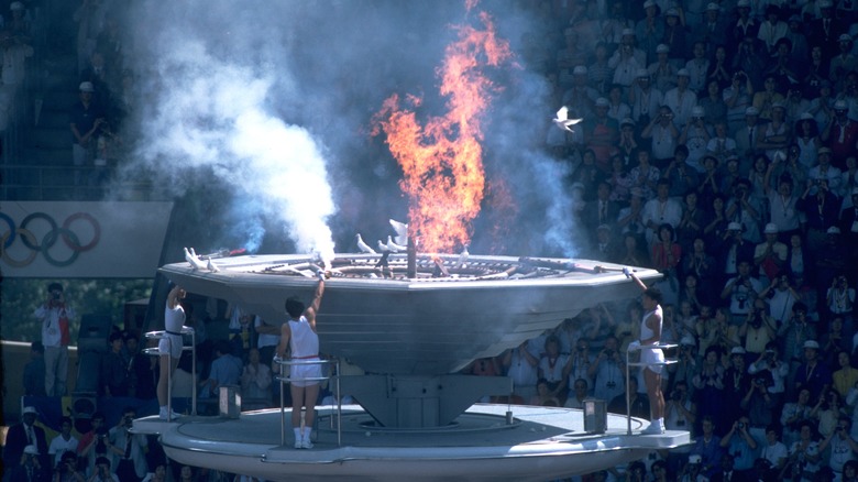 1988 Olympics flame being lit