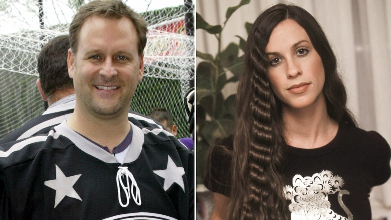 Dave Coulier smiling, Alanis Morissette posing