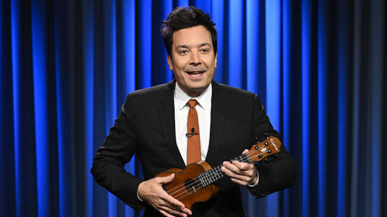 Jimmy Fallon playing a ukulele