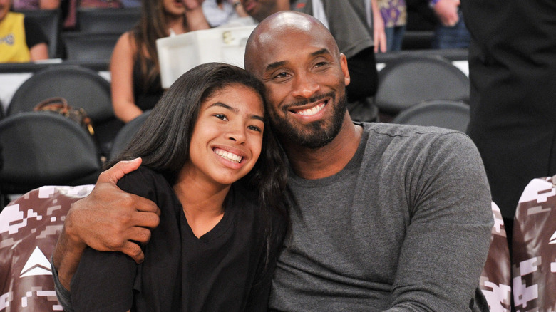 Gigi and Kobe Bryant embracing