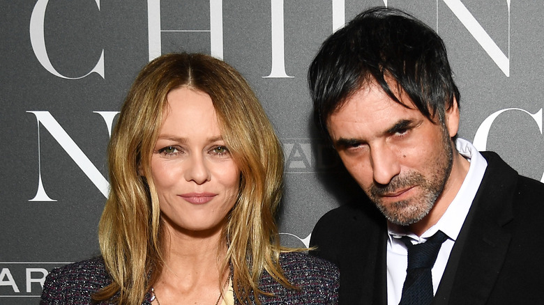 Vanessa Paradis and Samuel Benchetrit pose together