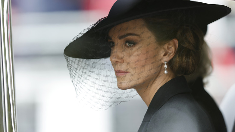 Kate Middleton leaving funeral