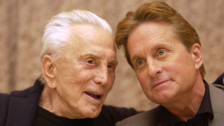 Kirk Douglas speaks with Michael Douglas