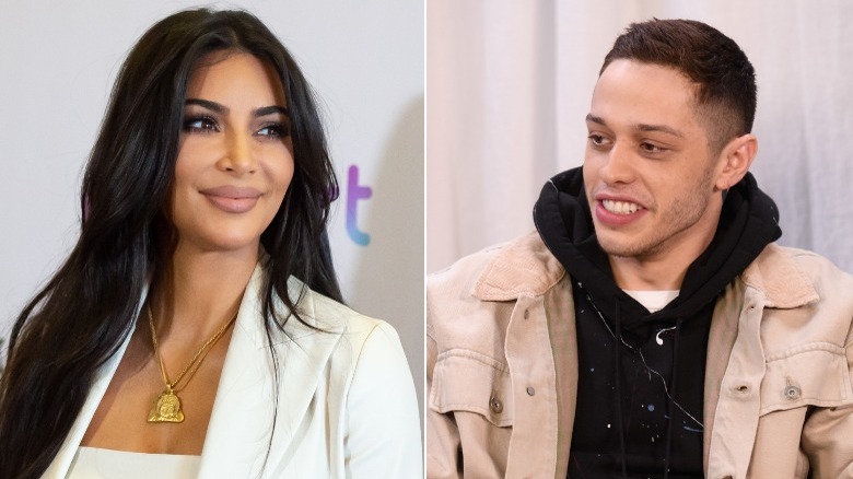 Kim Kardashian and Pete Davidson smiling